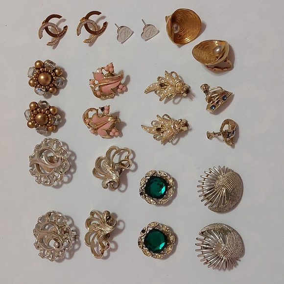 Vintage Jewelry - Lot of 11 Pairs of Earrings Mostly Vintage Signed Repair Repurpose Wearable